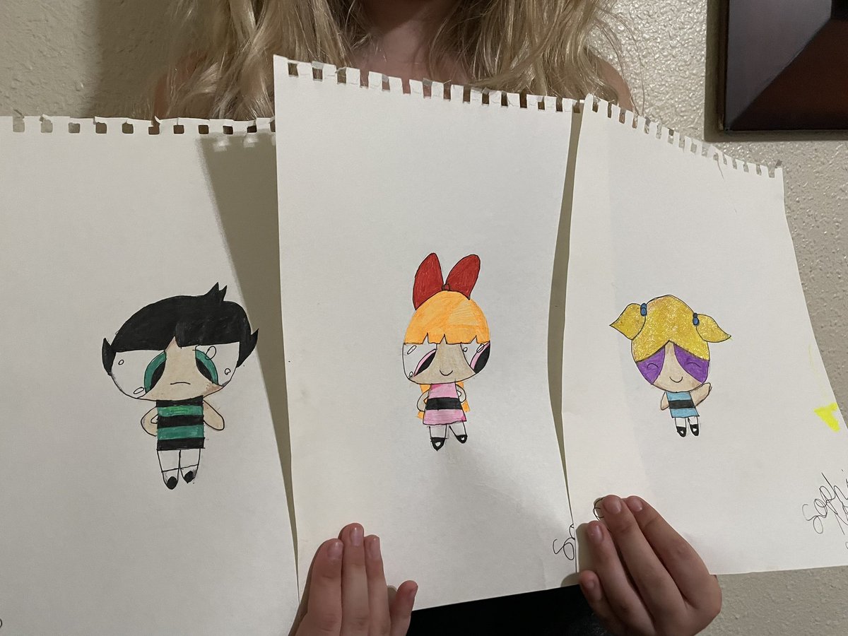 Qu33nMayhem's tweet photo. @CrackMcCraigen @ArtofPowerpuff @cartoonnetwork #Blossom  #Bubbles and #Buttercup all finished!! She did amazing for her first attempt! #10yearsold #artist #powerpuffgirls #Cartoonnetwork #fanart #PPG #art https://t.co/lgWR5CQJqQ