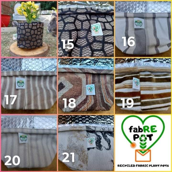 Here are a few of our newest designs of our FabRE Plant Pots. DM us if any designs catch your eye. ♻️💚

Large Pots are 15cm high with a 11.5cm base.

15 = VENOM
16 = REGAL
17 = MORECOMBE
18 = AZTEC
19 = 4 SEASONS
20 = CANDYCANE BLUE
21 = GOLDEN SHADOW