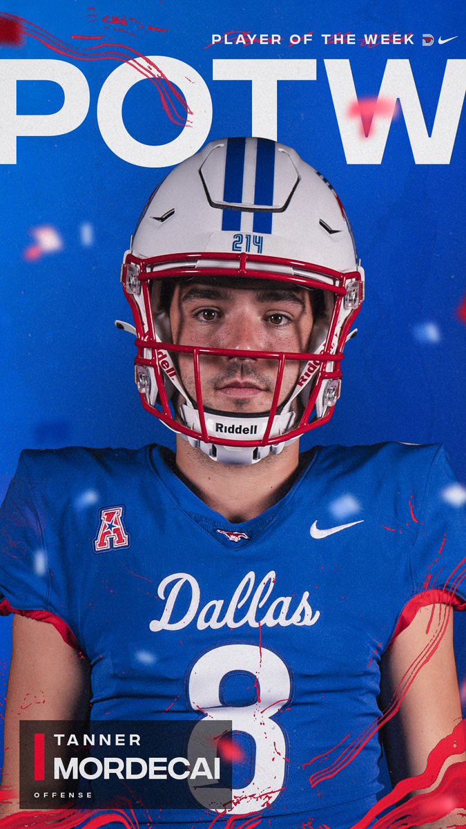 SMU Football (@smufb) on Twitter photo No surprise here!
<a href="/t_mordecai/">Tanner Mordecai</a> is your Offensive Player of the Week after a 24-30, 317 YDS, 7 TD performance. 🔥
#PonyUpDallas #PonyExpress No surprise here!
<a href="/t_mordecai/">Tanner Mordecai</a> is your Offensive Player of the Week after a 24-30, 317 YDS, 7 TD performance. 🔥
#PonyUpDallas #PonyExpress