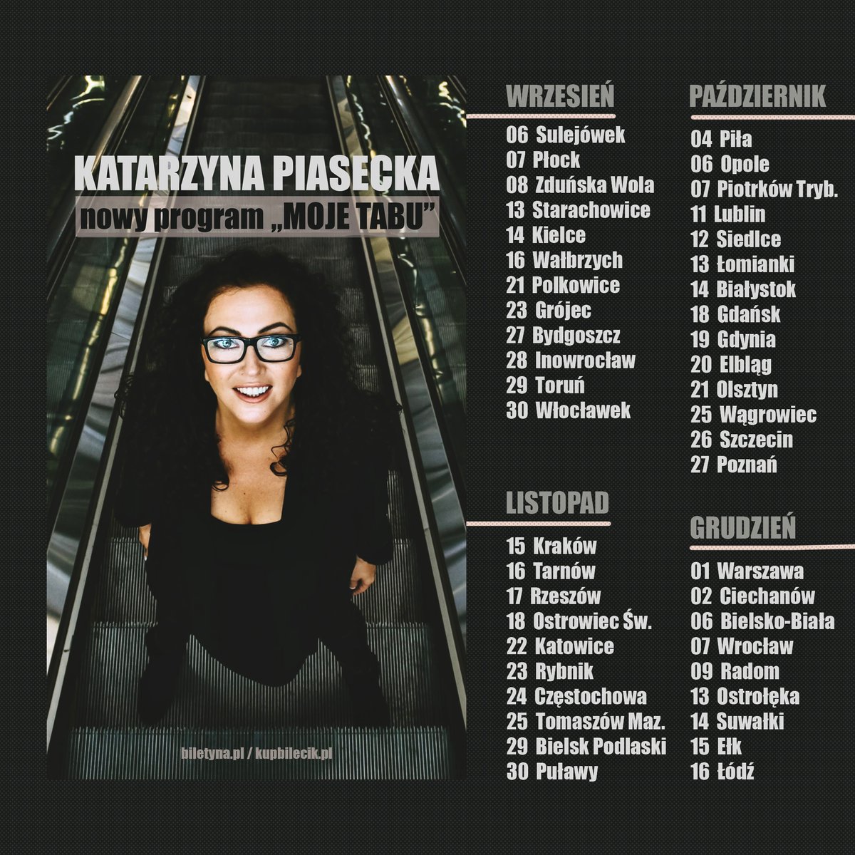 kpiasecka's tweet photo. „Karma wraca” na YT, a zaczynam właśnie trasę z nowym programem „MOJE TABU”. Pozdro i do zobaczenia 😊 #standup #nowyprogram #mojetabu https://t.co/O7HY1oHT5U