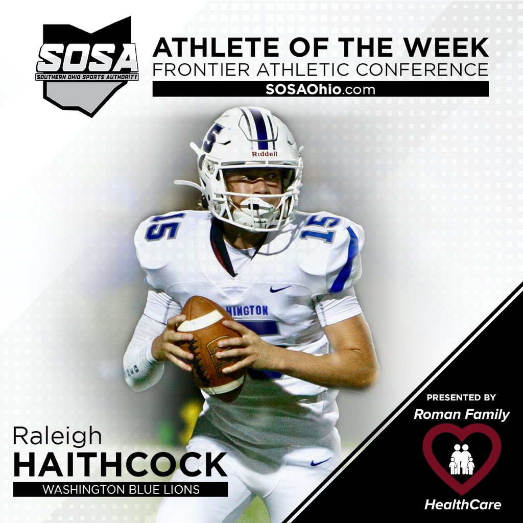 Our FAC Athlete of the Week, presented by Roman Family Healthcare, is @WCHBlueLionFB’s <a href="/Raleighhaithco2/">Raleigh haithcock</a>.

Haithcock led Washington to a come from behind win over Paint Valley, throwing for 203 yards and a pair of touchdowns.