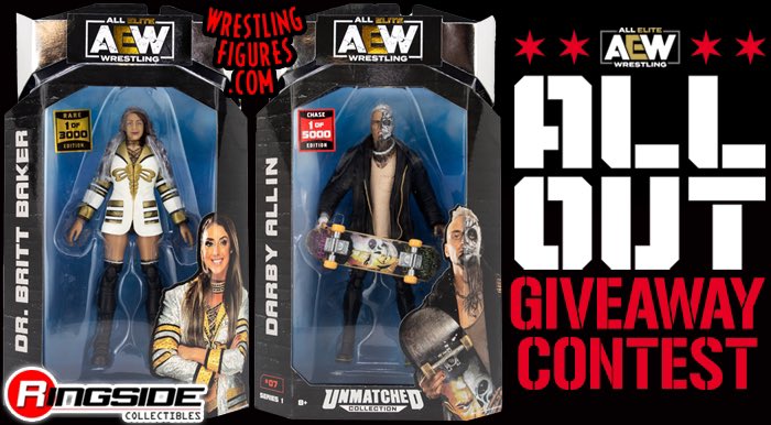 🚨 #AEWALLOUT GIVEAWAY! 🚨

We will select TWO WINNERS! One will win an #AEWUnmatched 1 Chase 1/5000 #DarbyAllin and one will win a Rare 1/3000 #BrittBaker!

To enter:
-Follow @ringsidec
-Like &amp; Retweet THIS tweet
-Reply with what us favorite #AEW Figure Reveal was from yesterday
