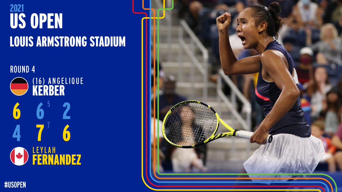 usopen's tweet photo. 🇨🇦 @leylahfernandez has defeated ANOTHER #USOpen champion. https://t.co/G00gMY6XDI