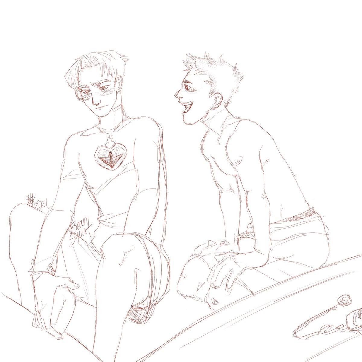 bean_squat's tweet photo. #thanzag #zagthan #hadesgame #hadesau #hadesfanart 
surfing au with Zagreus and Thanatos, they grow up like this ❤️💚 https://t.co/1wJMhUTNkD