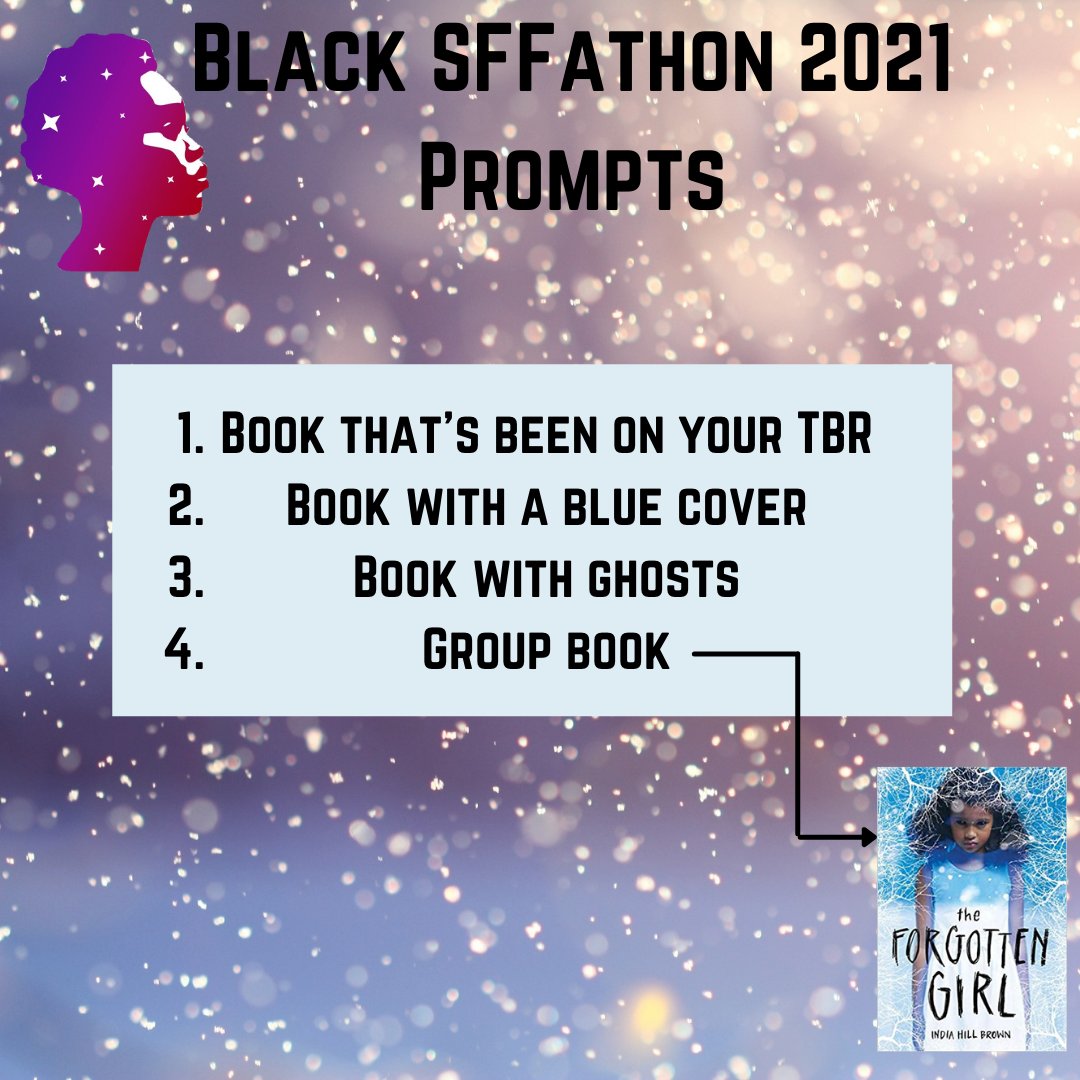 Reading prompts are 1. book that's been on your TBR, 2. book with a blue cover, 3. book with ghosts, and 4. group book.