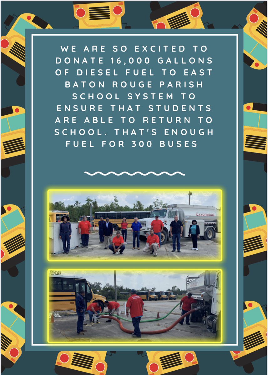 Helping our community: Today, we donated 16,000 gallons of fuel to ensure buses can pick up students for school Tuesday! ⛽️ 🚌 🏫