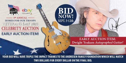 jaketapper's tweet image. .@Homesforourtrps is getting the 5th Annual Veterans Day @ebay Celebrity Auction kicked off early with an autographed @DwightYoakam guitar!

Your bid will have triple the impact thanks to The Andresen Family Foundation. 

Bid now until Sept 12: ebay.com/itm/2749298699…