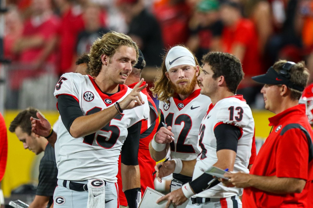 jeffsentell's tweet image. Got a fearless prediction here. Georgia's backup QBs are destined to lead the SEC in 2021 in at least one category this season: Hair.