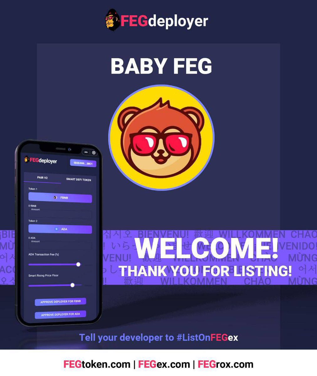 Cottonegregory1's tweet photo. @CrypDolls @baby_feg IS NOW LISTED AND BUYABLE ON #FEGex !!! The $FEG rewards are insane. There's no better time than now to load your bag , once verified on FEGex, $BBFEG will take off! 🙂
#BBFEG #BBFEGARMY #BSC #BSCGEMS #BNB #DEFI #Crypto #BBFEG4LIFE
https://t.co/aMR3Aie8uC https://t.co/W7GW70Z7yQ