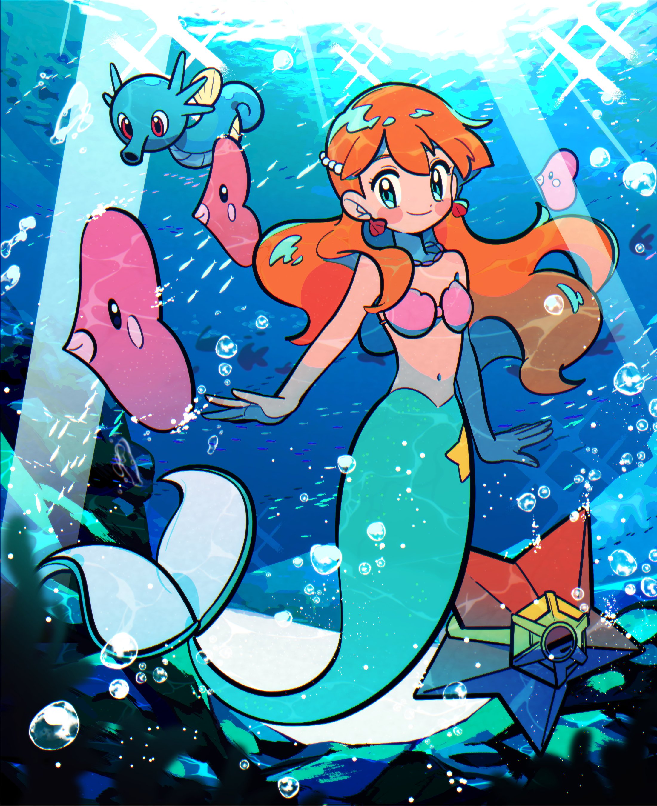 𝓑𝓵𝓮𝓼𝓼𝓮𝓭𝓐𝓷𝓰𝓮𝓵 水の中の人魚カスミがめちゃくちゃ可愛いです 水タイプ使いのカスミ ちゃんだからこその物語もあるからかより魅力的に見えて感動します 凄く昔に観たアニポケの中で 美の人魚カスミが出た回はかなり印象に残りましたね