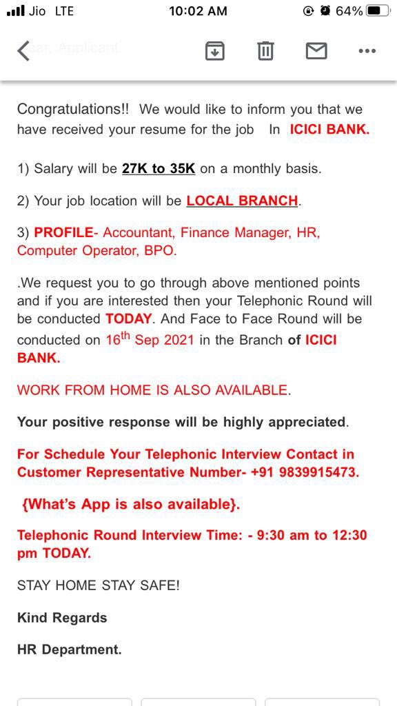 anandarajm89's tweet image. Something wrong…. FAKE!!!
For your awareness @Naukri @ICICIBank