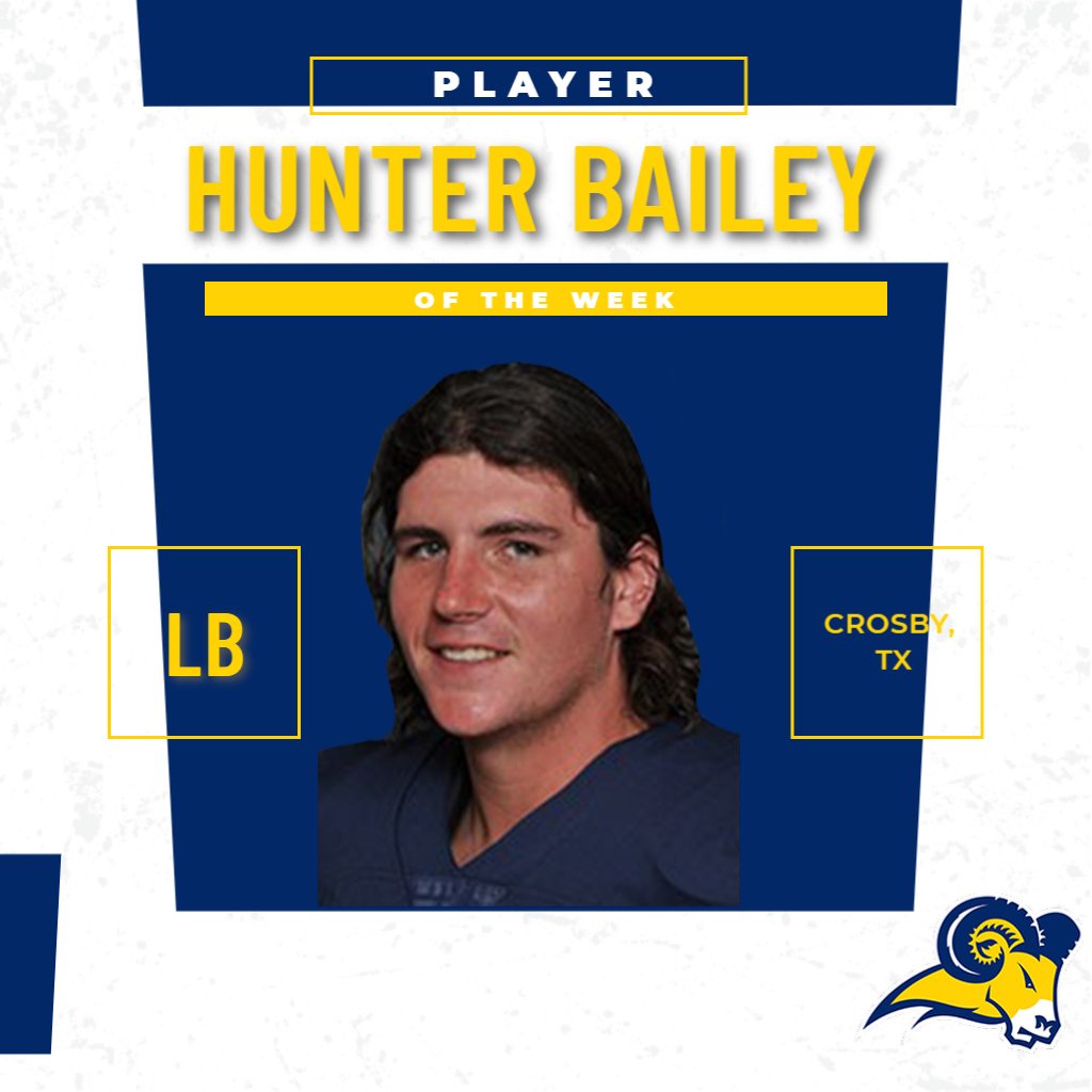 TxWesFootball's tweet photo. Defensive Attack Player of the Week
Hunter Bailey https://t.co/wWhUQ1az4w