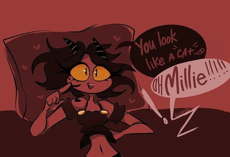 FUnity17's tweet image. Poor moxxie😂😂
Credit to: @SheepJames_

.
.
.
#Repost #hazbinhotel #millie #helluvabossfanart #helluvabossmoxxie #helluvabossmillie #moxxie