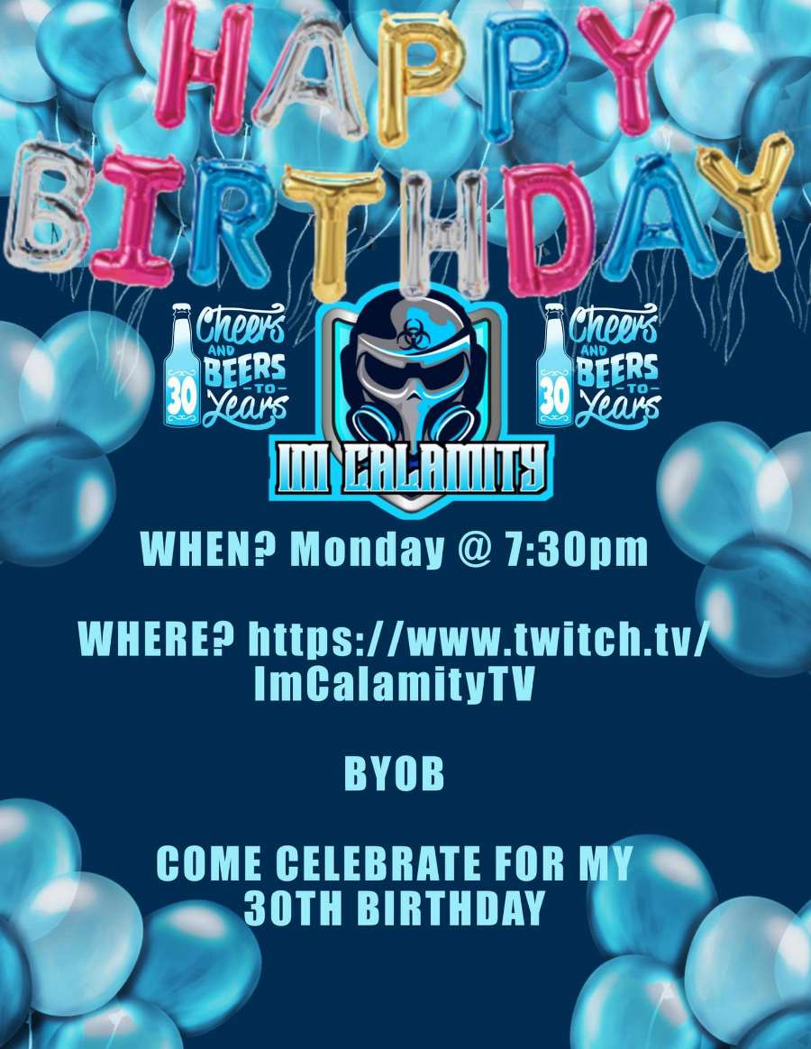 IntuitionGamers's tweet photo. Ayyy let's all go celebrate Calamity's birthday on Monday with him! It's going to be an amazing stream with lot's of love and fun all around! 🧡🎉 @ImCalamityTV 

#birthday #stream #twitch #twitchstreamer #twitchaffiliate #twitchtv #twitchgamer #supportsmallstreams https://t.co/yTXcF9cMCB