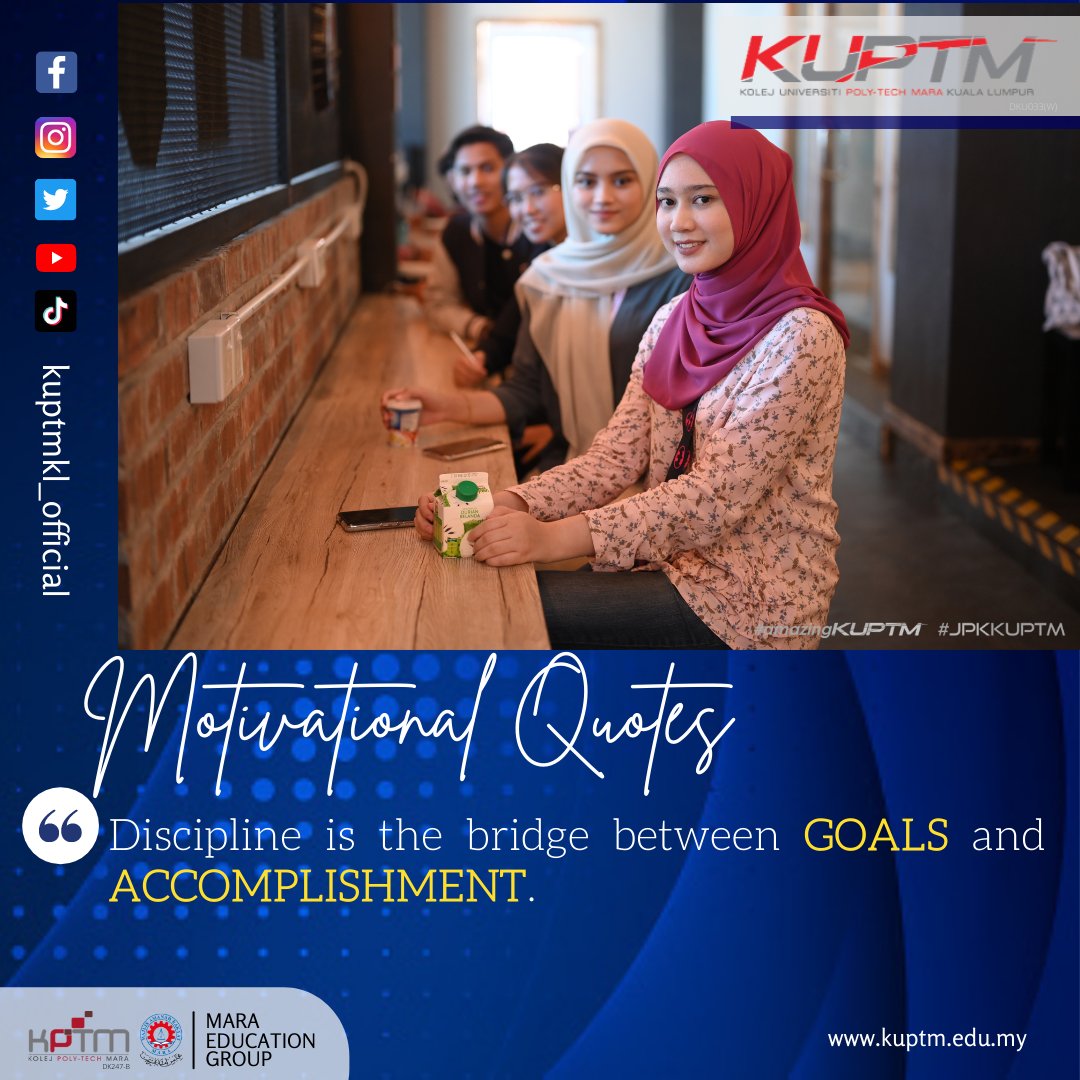 uptm_official's tweet photo. 𝗗𝗜𝗦𝗖𝗜𝗣𝗟𝗜𝗡𝗘 𝗜𝗦 𝗧𝗛𝗘 𝗕𝗥𝗜𝗗𝗚𝗘 𝗕𝗘𝗧𝗪𝗘𝗘𝗡 𝗚𝗢𝗔𝗟𝗦 𝗔𝗡𝗗 𝗔𝗖𝗖𝗢𝗠𝗣𝗟𝗜𝗦𝗛𝗠𝗘𝗡𝗧 😉

https://t.co/ZaNcMbApc9 

#monday #quote #motivation #motivasi #motivationalquotes #kuptm #kuptmkl #kuptm2u #kuptmlife #Jommasukkuptm #AmazingKUPTM https://t.co/SFNwquW3lb