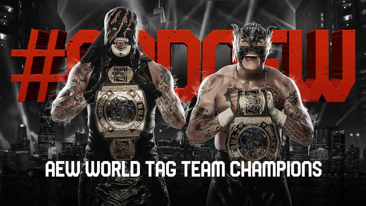 #AndNew...Congratulations to the #LuchaBros (<a href="/PENTAELZEROM/">PENTA EL ZERO M</a> &amp; <a href="/ReyFenixMx/">REY FENIX WWE</a>) for winning the #AEW World Tag Team Championships at #AEWAllOut!