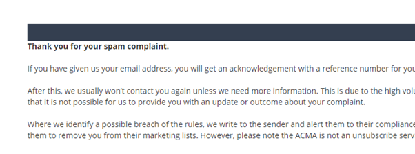 Feeling productive having lodged a complaint with <a href="/acmadotgov/">ACMA</a> about <a href="/CraigKellyMP/">CreamyCraig69</a> #SpamCraigKelly #auspol