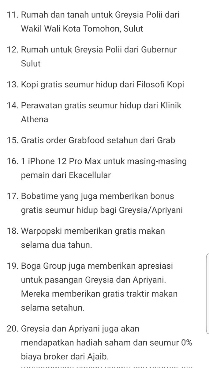 dimasakbarz's tweet photo. Ini daftar hadiah yg diberikan kepada pasangan Greysia Apriyani. Saya mendorong agar pemerintah dan para public figure memberikan penghargaan serupa kepada pasangan Leani Ratri &amp; Khalimatussadiyah.

#MedaliEmasParalimpiade https://t.co/IHXxMQAo9D