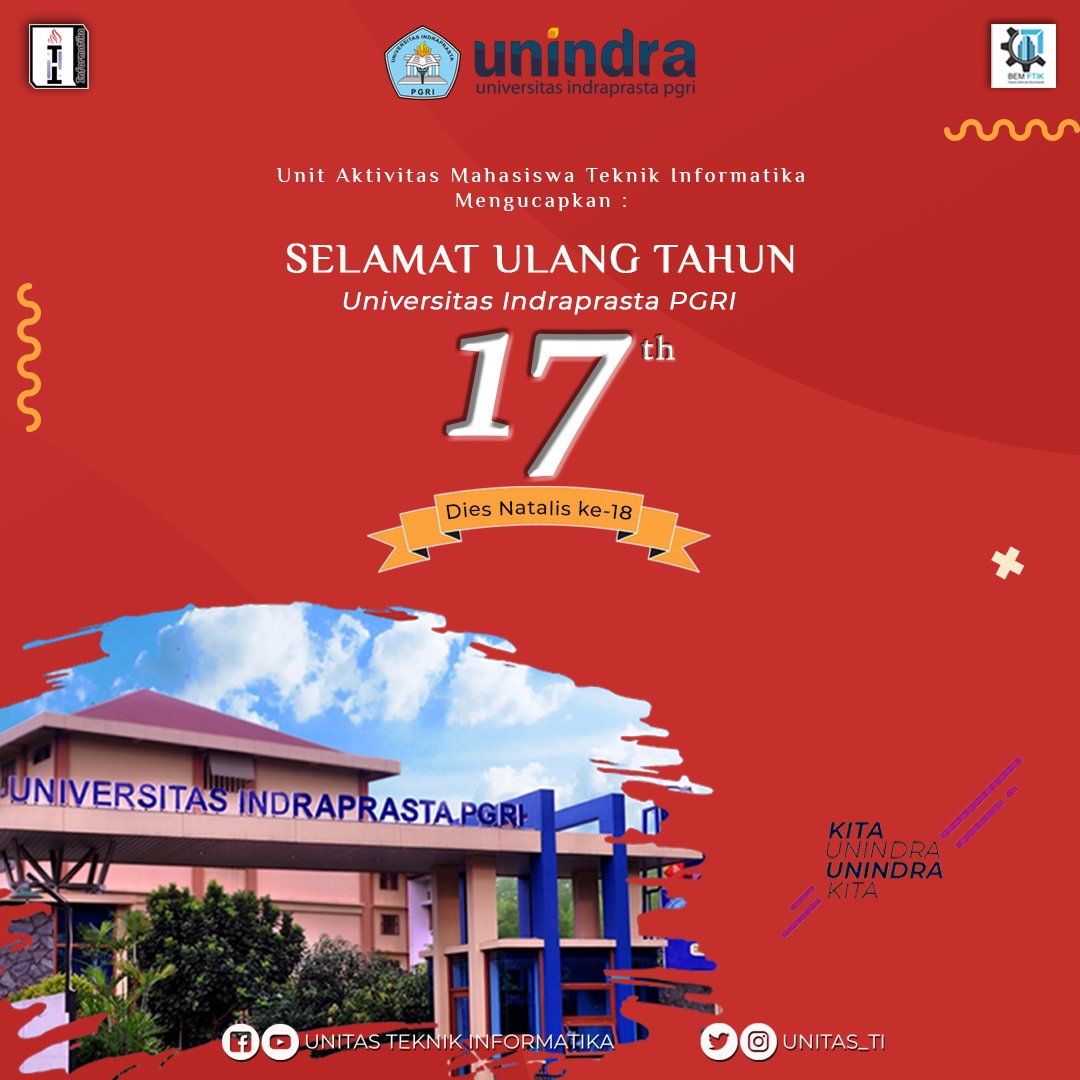 🎉Selamat Ulang Tahun Unindra yang ke-17 Dan Dies Natalis ke-18🎉

Semoga semakin Sukses dan Tetap berkomitmen untuk mencerdaskan kehidupan bangsa Indonesia.
#unindra #HutUnindra17
