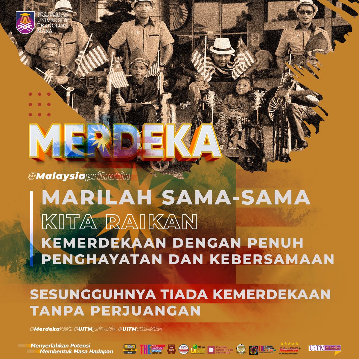 uitmofficial's tweet photo. Marilah sama-sama kita raikan kemerdekaan dengan penuh penghayatan dan kebersamaan. Sesungguhnya tiada kemerdekaan tanpa perjuangan.
#MalaysiaPrihatin
#merdeka64
#UiTMprihatin
#UiTMdihatiku https://t.co/b1imLCmJT5