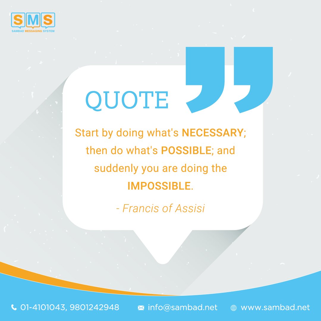 sambad_sms's tweet image. Monday Motivation 

Start by doing what&apos;s necessary; then do what&apos;s possible; and suddenly you are doing the impossible. -Francis of Assisi

#mondaymotivation #motivation #Sambad