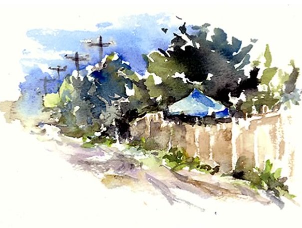 "The Beach Road Home" Watercolor by painter Lynda Engstrom of <a href="/EngstromStudios/">EngstromStudios</a>