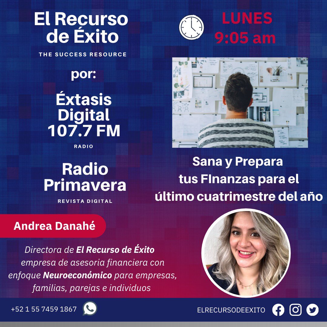 SuccessTsr's tweet image. Lunes 6 de septiembre 9:05am @dandrewx nos habla en la radio de sanar y reparar tus finanzas para el último cuatrimestre del año #finanzassanas #dinero #ahorro #saludfinanciera #fianzas #finanzaspersonales