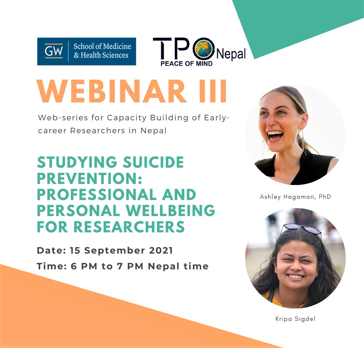 Meet our speakers for the third #webinar titled "Studying #SuicidePrevention: Professional and Personal Wellbeing for #Researchers". We're looking forward to seeing you there!
Please register for the webinar here and save your seats:
bit.ly/3kXJ2Sr