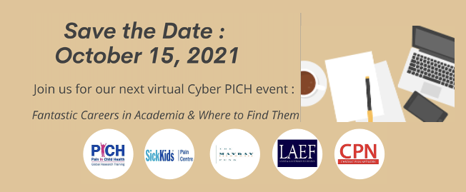 PICH (@pich_pain) on Twitter photo Save the date for Cyber #PICH!
'Fantastic Careers in Academia & Where To Find Them'
October 15th, 2021
Registration details to come
<a href="/SKPainCentre/">SickKids Pain Centre</a> <a href="/cpn_rdc/">Chronic Pain Network</a> Save the date for Cyber #PICH!
'Fantastic Careers in Academia & Where To Find Them'
October 15th, 2021
Registration details to come
<a href="/SKPainCentre/">SickKids Pain Centre</a> <a href="/cpn_rdc/">Chronic Pain Network</a>