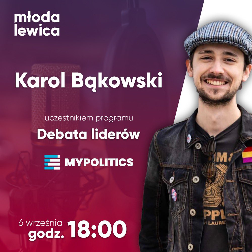 Zapraszamy dziś o 18:00 do programu #DebataLiderów <a href="/myPolitics__/">myPolitics</a>, gdzie reprezentować nas będzie Karol Bąkowski. 

Do zobaczenia!