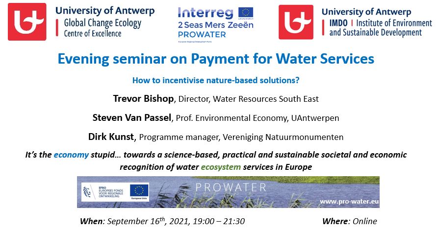 How to incentivise nature-based solutions? Join the <a href="/Interreg2Seas/">Interreg 2 Seas</a> Prowater workshop next week. Evening program fully online! pro-water.eu/international-…. #interreg #water #ecosystemrestoration