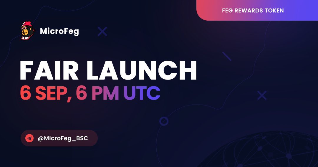 army_shiba's tweet photo. 📣FAIR LAUNCH ANNOUNCEMENT📣
#MicroFeg - @MicroFEG_BSC
Today fair launch, at 6 PM UTC!
🤏 Low Market Cap
🪙 $FEG Rewards
📢 Huge Marketing
🌟Giveaway:
https://t.co/1LRrvLtGdL
💬TG: https://t.co/JHlMELgpxt
#NFA - #DYOR - HIGH RISK https://t.co/KZdFDjxMWy