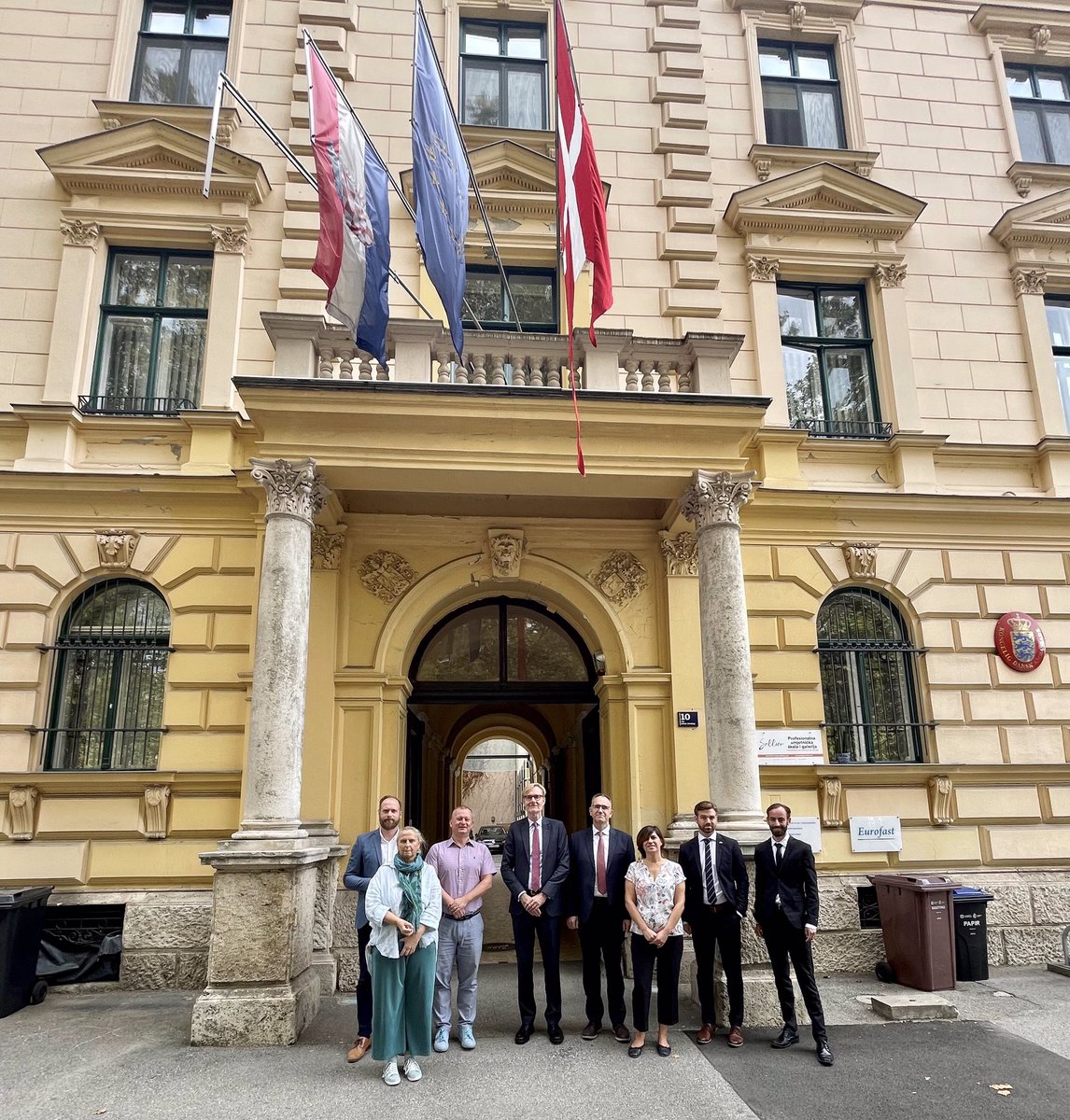 DKAmbCroatia's tweet photo. Delighted to meet my new Embassy colleagues as I this week embark on my journey in Croatia🇭🇷 as the new Ambassador of Denmark🇩🇰 to this beautiful country🌞⛱🌊🛥🏭🍷🇪🇺🇭🇷
@KrceTina @MVEP_hr
#denmarkincroatia #croatiafulloflife @danishMFA #diplomacy https://t.co/Pt8jgXC2Us