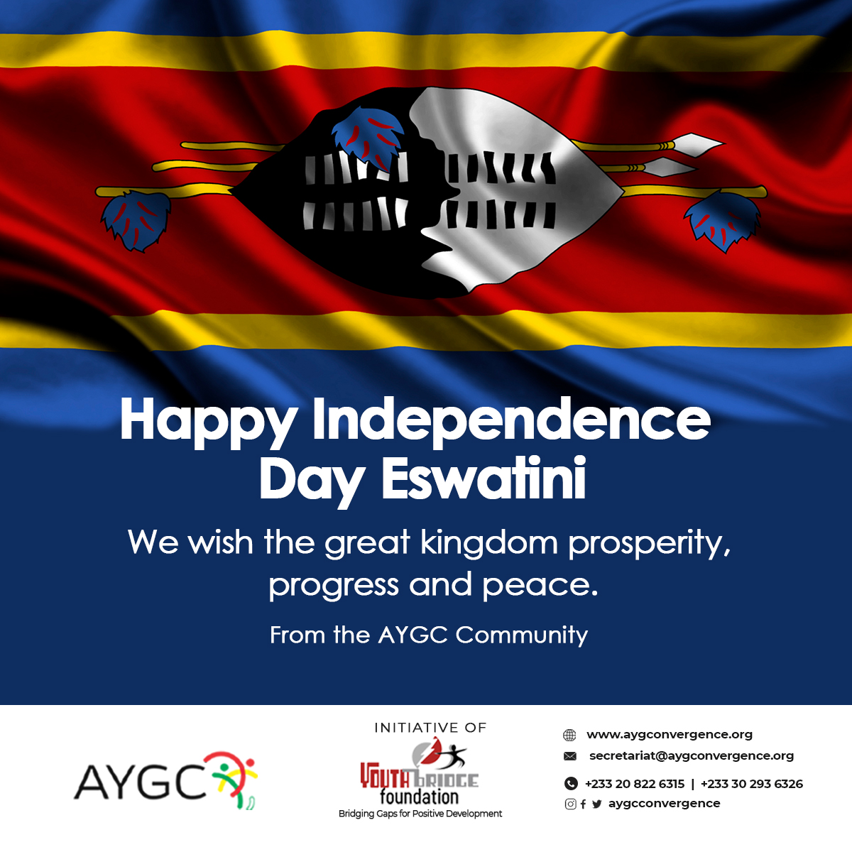 Happy Independence Day Eswatini. We wish the great kingdom prosperity, progress and peace. 
#EswatiniRebuilds #EswatiniIndependenceDay #Eswatini #YouthMatter #AYGC