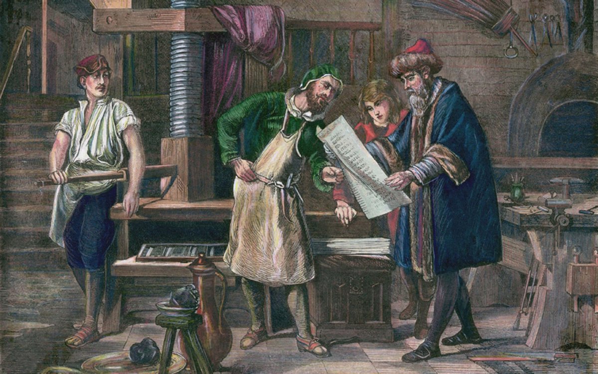 So when Gutenberg set up his press in the 1450s, his customer base - and that of the printers who followed him in subsequent decades - included the all important 40+ demographic, who were, thanks to eyeglasses, able to comfortably read his books. 34/