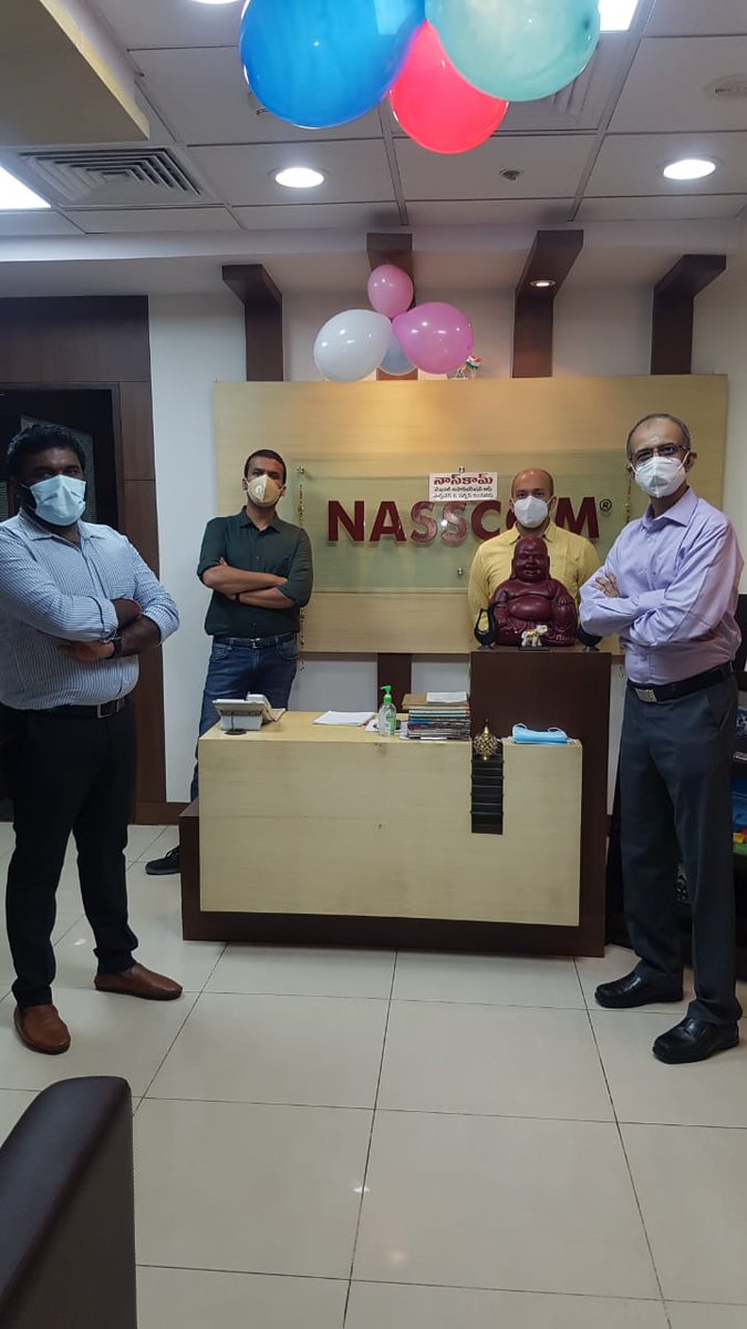 SrikanthNasscom's tweet image. And finally The Monday comes and here we are at @NASSCOM_Hyd Office - Absolutely delighted to be back  after sooo long 👍
Good to see the workplace completely sanitised &amp;amp; norms followed 2 d T. Thank you Team for the support 🙏
@tanmoyjee @Harsh_chirp @nasscom