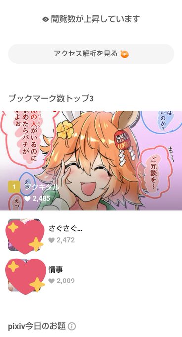 どすけべサグメ様イラストが長らく守っていたpixivのブクマ数トップの椅子をついにフクキタルがかっさらっていってしまった 
