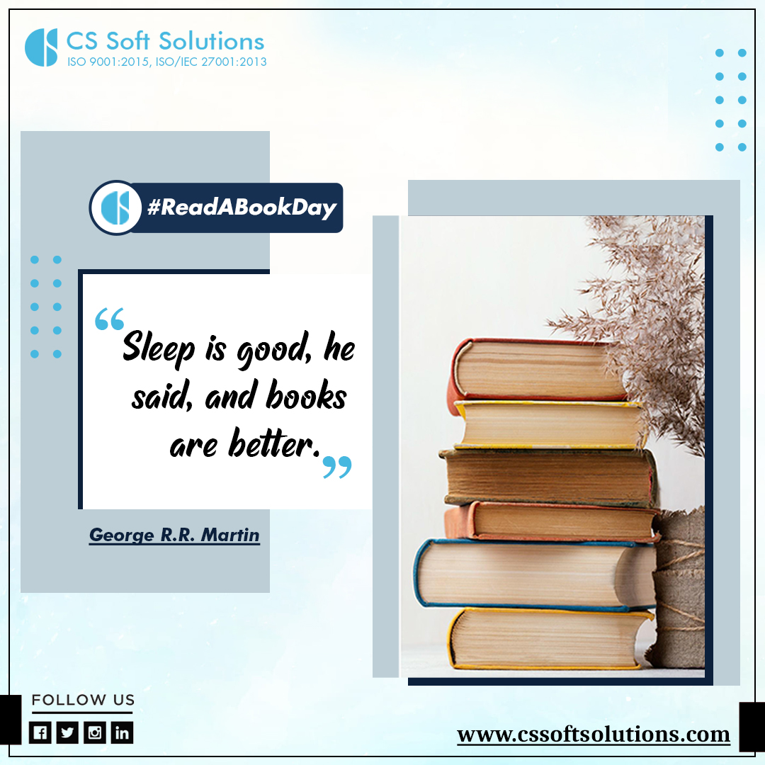 CSSoftSolution3's tweet photo. "There is no friend as loyal as a book"
Reading a book is like therapy! The more you read, the more things you will know!
On the Read a Book Day, tell us about your favorite book in the comment section.
#cssoftsolutions #ReadaBookDay #books #reading #habits https://t.co/IMjgvKcTmG