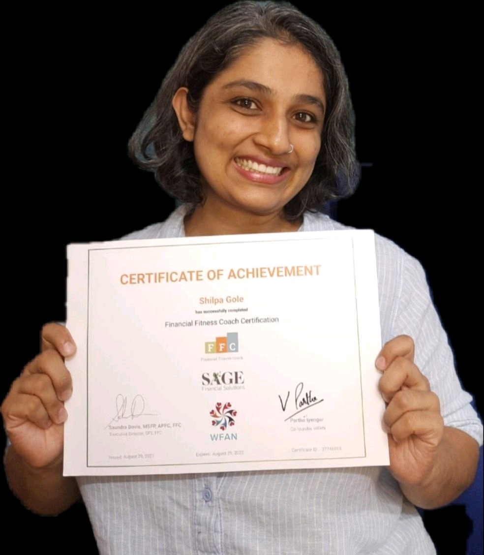 Proud of our FIRST Founding Charter Member..@fincoach_shilpa becoming the FIRST 'Financial Fitness Coach' in India!The FFC is  jointly awarded with our US partner..@sagemoney! FFC is a global standard in Financial Coaching! #financialcoaching #sdg5 #sdg4 #WFAN #FFC