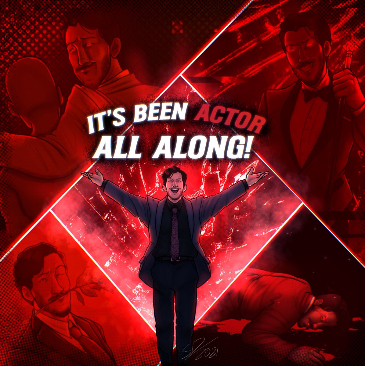 smledog15578's tweet image. I hate this man(affectionate)
btw this is based off that Agatha song from wandavision 
#markiplier #actormark