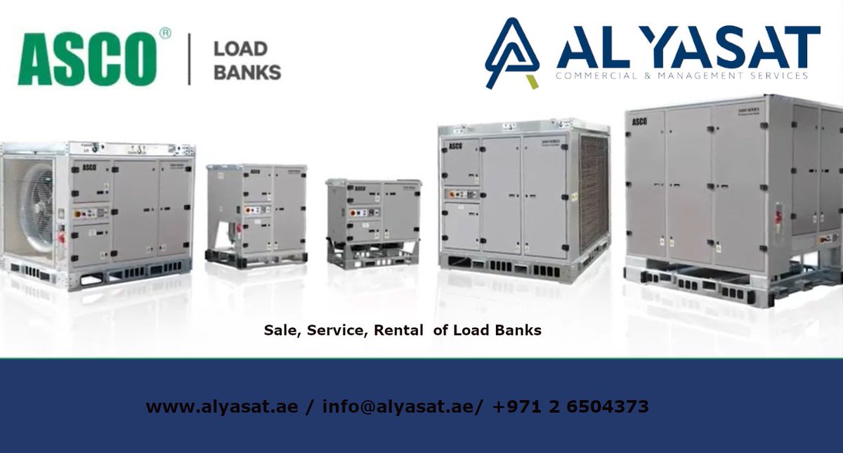 AlYasat2's tweet photo. Load Bank Rentals!!
Reliable Load Bank Rentals. We provide reliable technical support, timely deliveries, and 24/7 service.
Our range of options will ensure you have the right load bank to suit your application.
#loadbanks #loadtesting #Datacenertesting #generators #upssystems https://t.co/hvZaRqkCBh