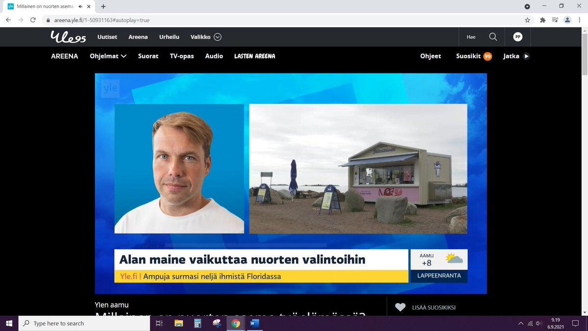 PPyoria's tweet photo. Kerroin Ylen aamun haastattelussa, että nuorten työmarkkinatilanne näyttää koronasta huolimatta valoisalta. Sillä miten nuorta ensimmäisessä työpaikassaan kohdellaan, voi olla kauaskantoisia vaikutuksia. #ylenaamu

https://t.co/D9pcIXNWvU https://t.co/0GLmFaNUQO