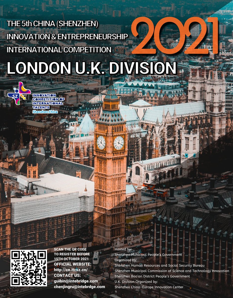 9 countries, 7 industries, the 5th China (Shenzhen) Innovation and Entrepreneurship International Competition U.K. Division is comming！
1.19 million￡ for bonus pool❗️
Website:
itcsz.cn
Make sure you register under U.K. Division☺️