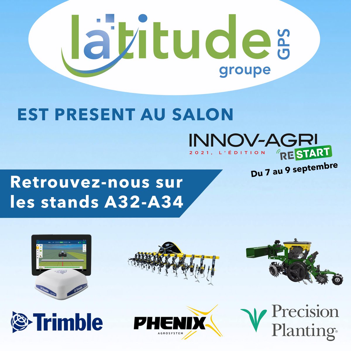 Latitude GPS (@latitudegroupe) on Twitter photo 📅 Chers <a href="/Fragritwittos/">FranceAgritwittos♥️</a> du 7 au 9 septembre 2021, retrouvez-nous au salon INNOV-AGRI.
#InnovAgri #agriculture #Trimble #precisionag #agtech #innovation
<a href="/LatitudeGPS/">maxlatitude</a> @Trimble_Ag <a href="/phenixagsystem/">PHENIX AGROSYSTEM</a> <a href="/plntprcisionEME/">Precision Planting Europe</a> <a href="/Agridemain/">#agridemain</a> 📅 Chers <a href="/Fragritwittos/">FranceAgritwittos♥️</a> du 7 au 9 septembre 2021, retrouvez-nous au salon INNOV-AGRI.
#InnovAgri #agriculture #Trimble #precisionag #agtech #innovation
<a href="/LatitudeGPS/">maxlatitude</a> @Trimble_Ag <a href="/phenixagsystem/">PHENIX AGROSYSTEM</a> <a href="/plntprcisionEME/">Precision Planting Europe</a> <a href="/Agridemain/">#agridemain</a>