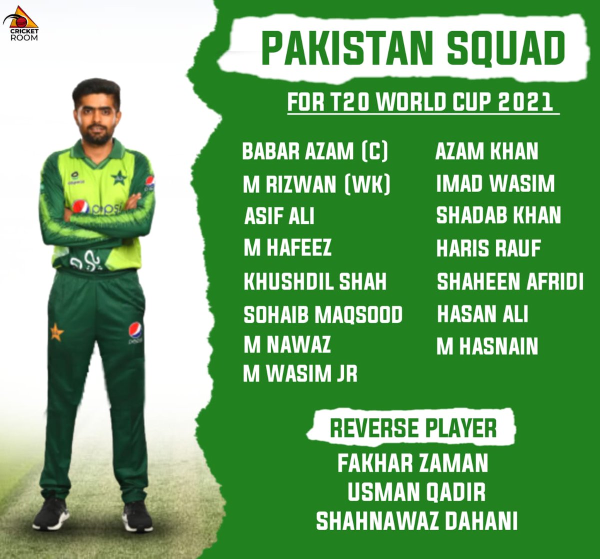 World 2021 squad pakistan cup t20 Men's T20