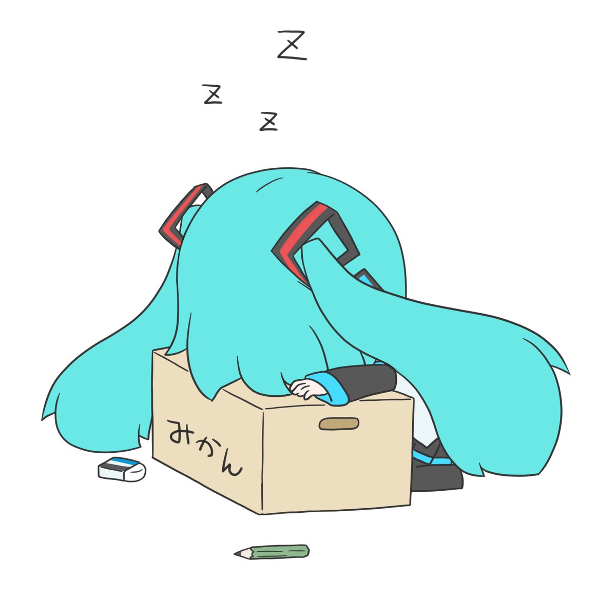 hatsune miku 1girl solo long hair zzz twintails box hair ornament  illustration images