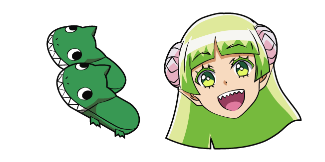 Custom Cursor on X: This girl with long lime hair, green eyes, curled  horns, and sharp teeth is named Valac Clara and she is the character of the  anime in cursor Welcome