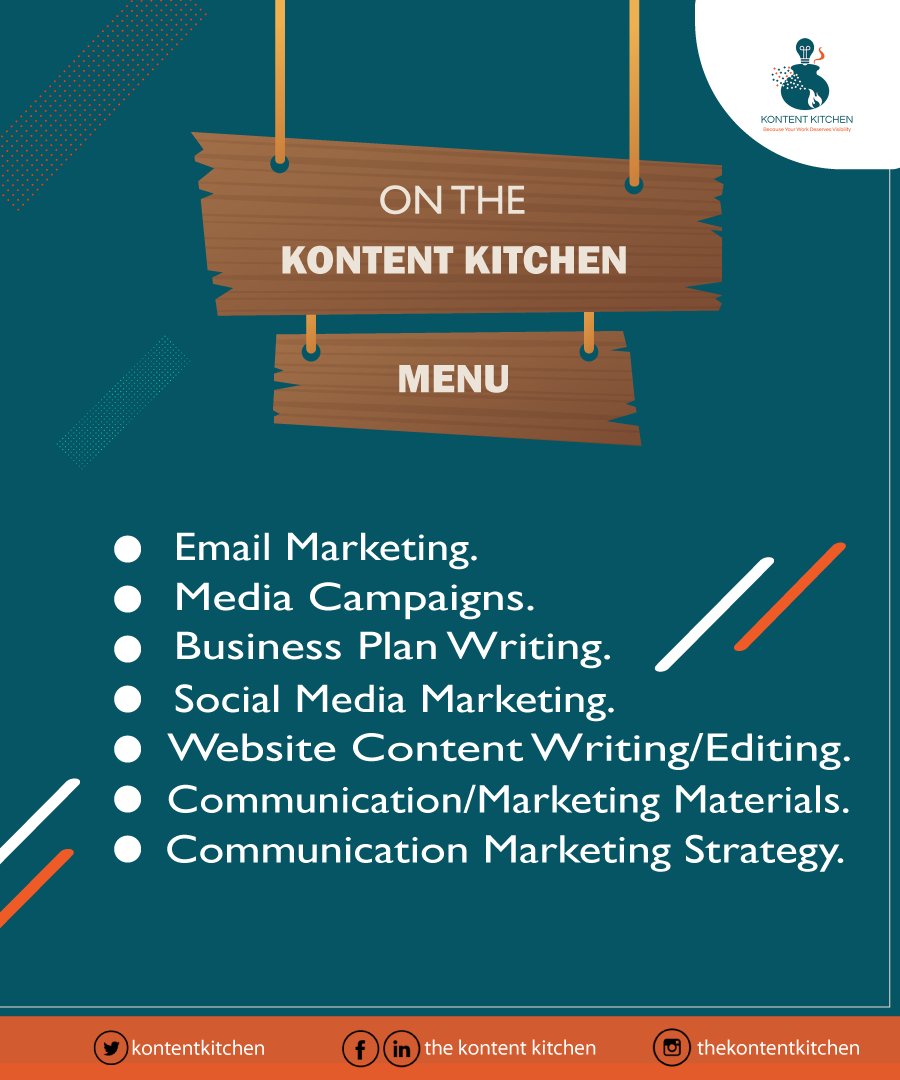 KontentKitchen's tweet photo. We love Mondays because each one of them is always a #MarketingMonday for us. 
Let business owner to hear about how we support business' visibility.

Give us a call when you need any of these! Happy New Week! 💛💙#marketingmonday #kontentkitchen #businessowners
#RwOT https://t.co/aWtN9Vc99k