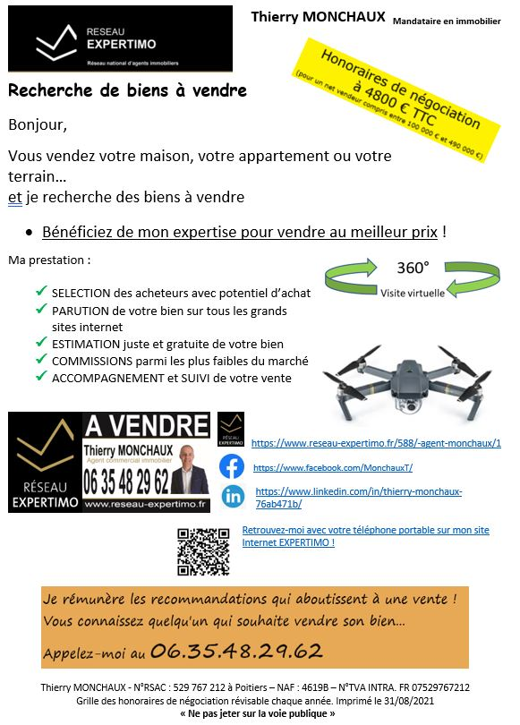 Un projet immobilier ? Achat / Vente
Vous connaissez quelqu'un qui veut vendre son bien ?
Contactez-moi au 06.35.48.29.62
#immobilier #transaction @Grand_Poitiers <a href="/Mignaloux86550/">Mignaloux-Beauvoir</a>