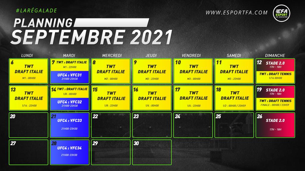 C'est la rentrée #ESPORTFA22 🎮

Voici le calendrier des activités du mois de Septembre 🗓

<a href="/EsportFA_TWT/">EsportFA_TWT</a> @Fury_Lan